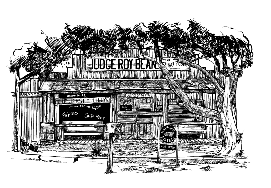Judge Roy Beans Pen and Ink Drawing