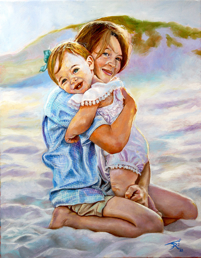 Natalies Grand Children. 11x14 Oil Painting - Sold
